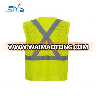 Factory direct sale one vertical and two vertical 100% polyester reflective safety clothing vest